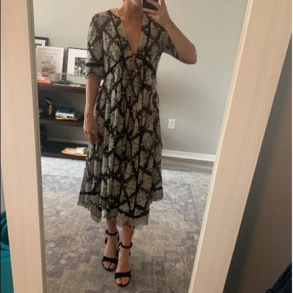 ZIMMERMANN Black&White Embroidered Floral Dress